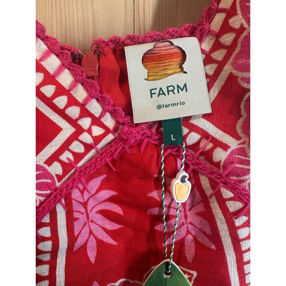 Farm Rio Summer SunriseEmbroidered Linen Maxi Dress NWT- Size L - Picture 9 of 15